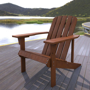 Westport Outdoor Patio Traditional Acacia Wood Adirondack Chair - JONATHAN Y